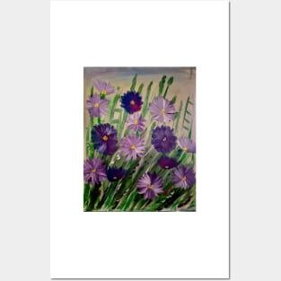 Some wild abstract mixed wild flowers in the field Posters and Art